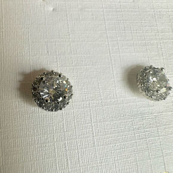 Olivia and Jackson Fine Silver Plated Halo Stud Earrings Set - Picture 8 of 12